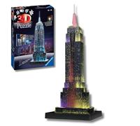 Ravensburger - Puzzle 3D Empire State Building Notturno LED, 228 Pezzi | Puzzle 3D LED Empire State Building da 228 pezzi, replica notturna di New York da costruire, decorazione per casa.