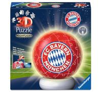 Ravensburger Puzzle 3D FC Bayern München - Puzzle 3D per Bambini a Partire dai 6 Anni - Palla Puzzle con Luce Notturna a LED Come Lampada da Comodino per Bambini, Regalo per Ragazzi e Ragazze