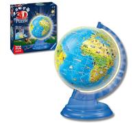 Ravensburger - 3d puzzle globo night edition con luce, impara la geografia in inglese, 180 pezzi, 6+ anni