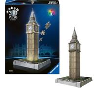 Ravensburger - Puzzle 3D Iconics: 12008025 Big Ben - con Luce - Il Famoso Punto di Riferimento di Londra Come Modello Dettagliato e Illuminato