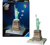 Ravensburger - Puzzle 3d Iconics Statua Della Libertà LED | Puzzle 3d Per Adulti E Bambini A Partire Dagli 8 Anni | Modellismo Da Costruire Adulti Di 108 Pezzi | Regalo Bambino 8 Anni E Più