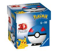 RAVENSBURGER - 3D PUZZLE POKÉMON POKÉBALL BLU E ROSSA, 54 PEZZI, 6+ ANNI