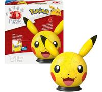 Ravensburger - Puzzle 3D Pokemon Pikachu 72 Pezzi, Bambini 6+ | Puzzle Pokemon 3D da 72 pezzi numerati con orecchie e base. Crea Pikachu da 19 cm senza colla. Dai 6 anni.