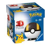 RAVENSBURGER - 3D PUZZLE POKÉMON POKÉBALL NERA E GIALLA, 54 PEZZI, 6+ ANNI
