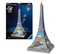 Ravensburger Puzzle 3D Iconics: 12008024 Torre Eiffel - con Luce - Il Simbolo di Parigi Come Modello Dettagliato e Illuminato