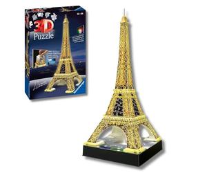 Ravensburger - Puzzle 3D Tour Eiffel Notturna LED, 226 Pezzi | Puzzle 3D LED Tour Eiffel da 226 pezzi, replica notturna di Parigi da costruire, decorazione per casa e idea regalo.