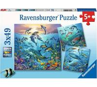 Ravensburger - Puzzle 3x49 Animali selvatici dell'oceano - 40-99 Pezzi