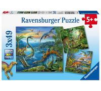 Ravensburger Puzzle 3x49, per Bambini a Partire da 5 Anni, 18x18 cm, Dinosauri