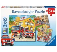 Ravensburger Puzzle 3x49, per Bambini a Partire da 5 Anni, 18x18 cm, Pompieri