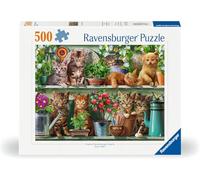 Ravensburger - Puzzle 500 Pezzi Gatti Sullo Scaffale | Puzzle Per Adulti 500 Pezzi | Puzzle Adulti Per Bambini Dai 14 Anni In Su | Regalo Compleanno Per Bambini Dai 14 Anni In Su | Misure 49x36cm