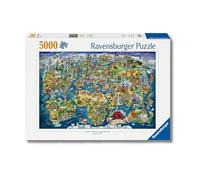 Ravensburger - Mappa del mondo illustrata Puzzle 5000 Pezzi | Rompicapo Adulti | Regalo Per Adulti | Misure 101 X 153 | Tecnologia Soft-click | Idee Regalo
