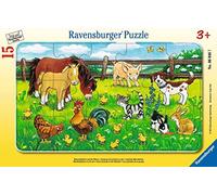 Ravensburger Puzzle con Cornice - Animali della Fattoria nel Prato, 15 Pezzi - 1 pz.