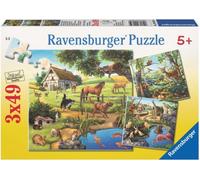 Ravensburger Puzzle - Animali Domestici, dello Zoo e della Foresta, 3 x 49 Pezzi - 1 pz.