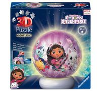 Ravensburger - puzzle ball nightlight gabby's dollhouse, puzzle 3d bambini 6 anni