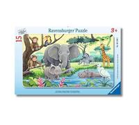 Ravensburger - Puzzle, Gli Animali dell'Africa, Puzzle Incorniciati 15 Pezzi, Puzzle per Bambini, Età Consigliata 3+, 06136 5