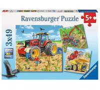 Ravensburger - Puzzle Bambini 5 Anni, 3 Puzzle di 49 pezzi, Puzzle per bambini 5 Anni, Mezzi di Lavoro