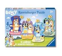 RAVENSBURGER - PUZZLE BLUEY, COLLEZIONE SHAPED 4 IN A BOX, 4 PUZZLE DA 10-12-14-16 PEZZI, ETà RACCOMANDATA 3+ ANNI
