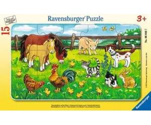 Ravensburger Puzzle con Cornice - Animali della Fattoria nel Prato, 15 Pezzi - 1 pz.