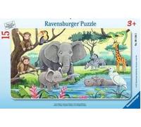 Ravensburger - Puzzle, Gli Animali dell'Africa, Puzzle Incorniciati 15 Pezzi, Puzzle per Bambini, Età Consigliata 3+, 06136 5