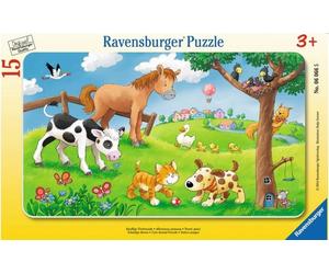 Ravensburger Puzzle con Cornice - Simpatici Amici Animali, 15 Pezzi - 1 pz.