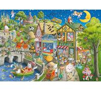 Ravensburger Puzzle da 1000 pezzi "Mother Gooseville", carta strutturata in lino di alta qualità, incantevoli scene di filastrocca di Ingrid Slyder, costruzione ecologica