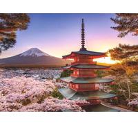 Puzzle 1000 pezzi ciliegi in fiore monte fuji - puzzle per adulti