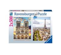 Ravensburger - Puzzle Gita a Parigi, 2x500 Pezzi, Idea regalo, per Lei o Lui, Puzzle Adulti