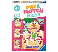 3 Puzzle da 24 Pezzi Mix Match Gli Amici della Fattoria