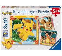Ravensburger - Puzzle Grisù, Idea Regalo per Bambini 5+ Anni, Gioco Educativo e Stimolante, 3 Puzzle da 49 Pezzi, 21x21 cm