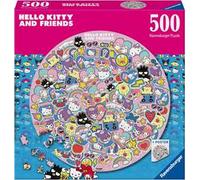 Ravensburger - Puzzle Hello Kitty per Adulti, 500 Pezzi, Collezione Circle of Colors, Puzzle Arte, Forma Rotonda 52x52cm