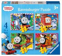 Ravensburger - Puzzle Il Trenino Thomas, Collezione 4 in a Box, Idea Regalo per Bambini 3+ Anni, Gioco Educativo e Stimolante, 4 Puzzle 12-16-20-24 Pezzi, 19x14 cm