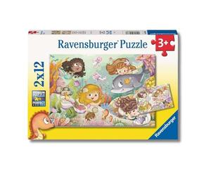 Ravensburger - Puzzle illustrato fatine e sirene, Collezione 2x12, 2 Puzzle da 12 Pezzi, Età Raccomandata 3+ Anni