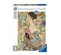 Ravensburger - Puzzle Klimt Dama col Ventaglio, 1000 Pezzi, Puzzle Arte per Adulti e Ragazzi, Quadri Famosi da Esporre, Idea Regalo per Lei o Lui, 70x50 cm