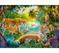 Ravensburger - Puzzle La famiglia Tiger nell'oasi - 500 Pezzi