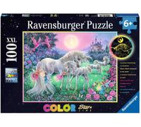 Ravensburger Puzzle Luminoso a 3 Colori - Unicorni al Chiaro di Luna, 100 Pezzi - 1 pz.