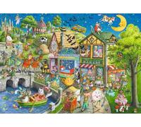 Ravensburger Puzzle da 1000 pezzi "Mother Gooseville", carta strutturata in lino di alta qualità, incantevoli scene di filastrocca di Ingrid Slyder, costruzione ecologica