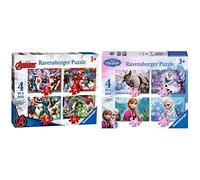Ravensburger Puzzle, Marvel Avengers, 4 Puzzle in a Box, 12-16-20-24 Pezzi, Puzzle per Bambini, Puzzle Marvel, 3+ Anni & Puzzle Disney Frozen, Collezione 4 in a Box, 3+ Anni