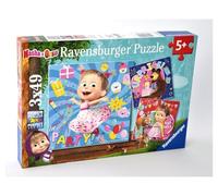 RAVENSBURGER - PUZZLE MASHA E ORSO, COLLEZIONE 3X49, 3 PUZZLE DA 49 PEZZI, ETà RACCOMANDATA 5+ ANNI