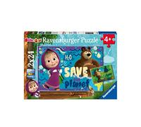 Ravensburger - Puzzle Masha e Orso, Idea Regalo per Bambini 4+ Anni, Gioco Educativo e Stimolante, 2 Puzzle da 24 Pezzi, 26x18 cm