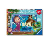 Ravensburger - Puzzle Masha e Orso, Idea Regalo per Bambini 4+ Anni, Gioco Educativo e Stimolante, 2 Puzzle da 24 Pezzi, 26x18 cm