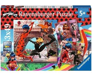 Ravensburger Puzzle - Miraculous - I Nostri Eroi Ladybug e Chat Noir - 3 x 49 Pezzi - 1 pz.