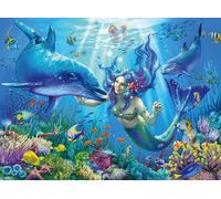 Ravensburger Spieleverlag- Puzzle per Bambini a Partire dagli 8 Anni di età, 200 Pezzi, XXL, Si Illumina al Buio Pesce, Colore Verde Teal/Turchese, 136780
