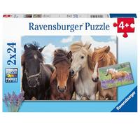 Ravensburger Puzzle per Bambini a Partire dai 4 Anni, 2 Puzzle da 24 Pezzi Ciascuno, 26x18cm, Cavalli