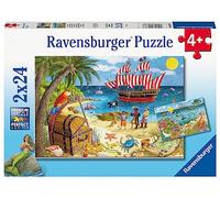 RAVENSBURGER - PUZZLE PIRATI E SIRENE, COLLEZIONE 2X24, 2 PUZZLE DA 24 PEZZI, ETà RACCOMANDATA 4+ ANNI