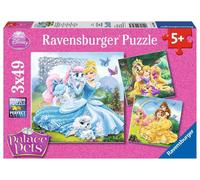 RAVENSBURGER Puzzle Principesse Disney e i loro animaletti 3x49 pezzi