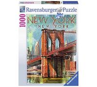 Ravensburger Puzzle, Puzzle 1000 Pezzi, Illustrazione Retro New York, Puzzle New York, Puzzle Città, Puzzle Adulti, Puzzle Ravensburger - Stampa di Alta Qualità