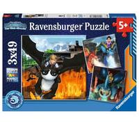 RAVENSBURGER PUZZLE-Tiere 05688 9 mondi - 3 X 49 pezzi Dragons Puzzle per bambini dai 5 anni in su, 21 x 21 x 0,2 cm