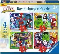 Ravensburger - Puzzle Marvel Spidey Amazing Friends, Collezione 4 in a Box, Idea Regalo per Bambini 3+ Anni, Gioco Educativo e Stimolante, 4 Puzzle 12-16-20-24 Pezzi, 19x14 cm