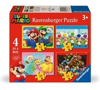 Ravensburger - Puzzle Super Mario, Puzzle 4 in a box, 12-16-20-24 pezzi, Puzzle Bambini 3 Anni, 70x50cm