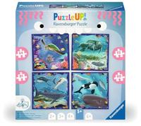 Ravensburger Puzzle UP 12004002 - animali marini - 4 puzzle da 64, 72, 81, 90 pezzi da combinare e con un libretto di conoscenze aggiuntivo, con animali da 5 anni
